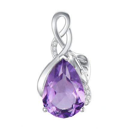 925 Sterling Silver Natural Amethyst Necklace - Elegant Purple Gemstone Jewelry for Women, Adjustable 18'' Chain, Gift Ready