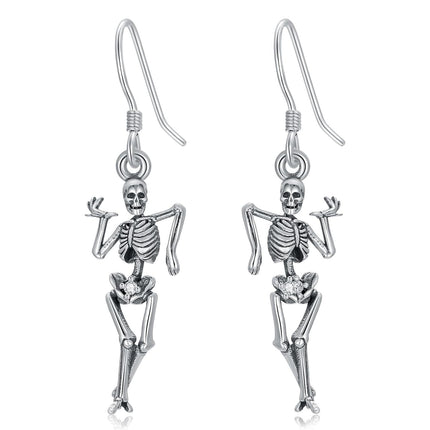 925 Sterling Silver Halloween Skeleton Hand Dangle Earrings Gift for Women