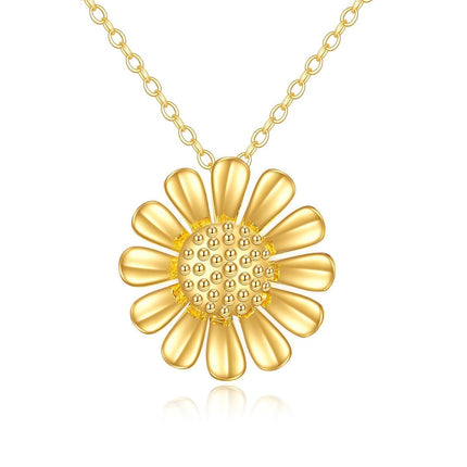 14K Gold Daisy Pendant Necklace Minimalist Floral s for Her