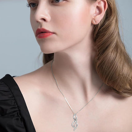 White Gold 14K Lab-Grown Diamond Infinity Pendant Necklace for Women