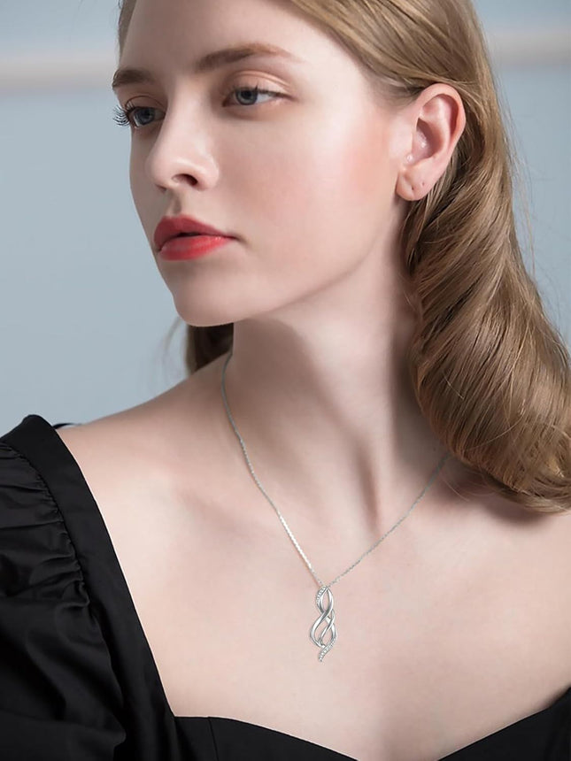 White Gold 14K Lab-Grown Diamond Infinity Pendant Necklace for Women