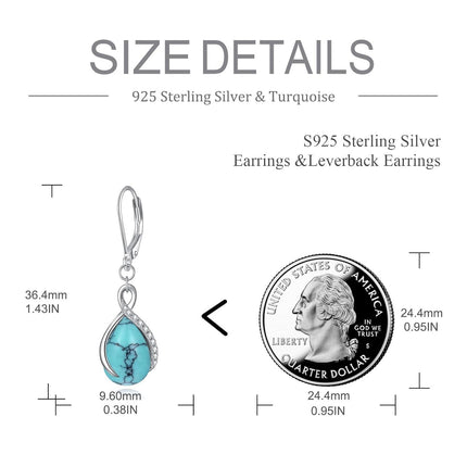 925 Sterling Silver Opal Pear-Shaped Drop Earrings with Leverback Hooks for Women Gift Ideas