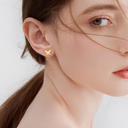 14K Gold Butterfly Stud Earrings for Women - Minimalist Idea