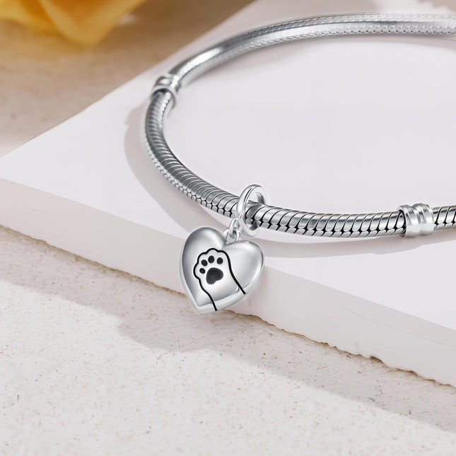 925 Sterling Silver CZ Cat Paw Charm Bracelet for Women Men, Dangle Pet Lover Gift for Her Him, Hypoallergenic Nickel-Free Jewelry for Valentine Mother's Day