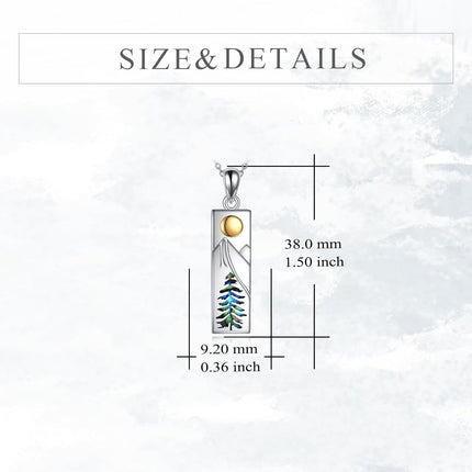 925 Sterling Silver & Hypoallergenic Mountain Pendant Necklace for Women - 28mm Nature Jewelry Gift for Skiers Hikers Campers - 18+2 Chain