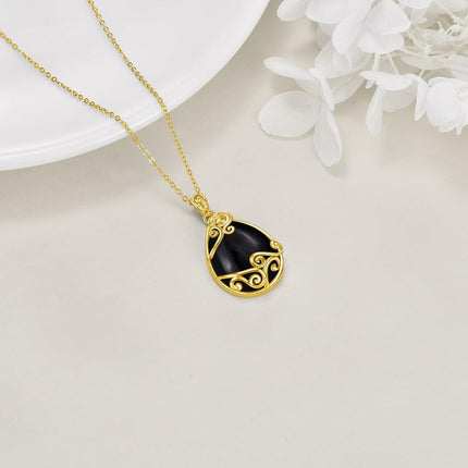 925 Sterling Silver Filigree Teardrop Pendant Necklace for Women