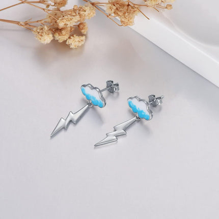 925 Sterling Silver Lightning Bolt Cloud Stud Earrings for Women Girls Teens
