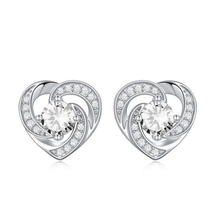 925 Sterling Silver Birthstone Heart Stud Earrings Jewelry Gifts for Women