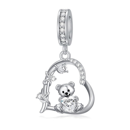 925 Sterling Silver 12 Month Birthstone Teddy Bear Charms Bracelet Jewelry Gifts