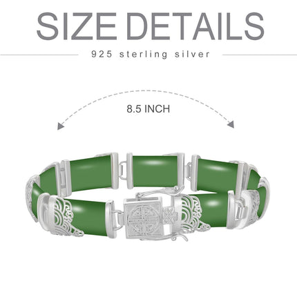 925 Sterling Silver 925 Green Jade Bracelet with Intricate Design Elements - Fashionable and Elegant Jewelry Accessory
