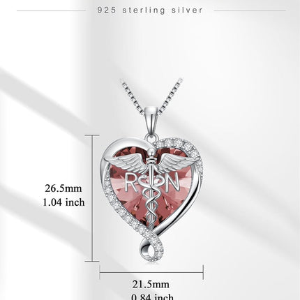 Sterling Silver & Alexandrite Birthstone Nurse Caduceus Necklace for Women, Medical Jewelry Gift