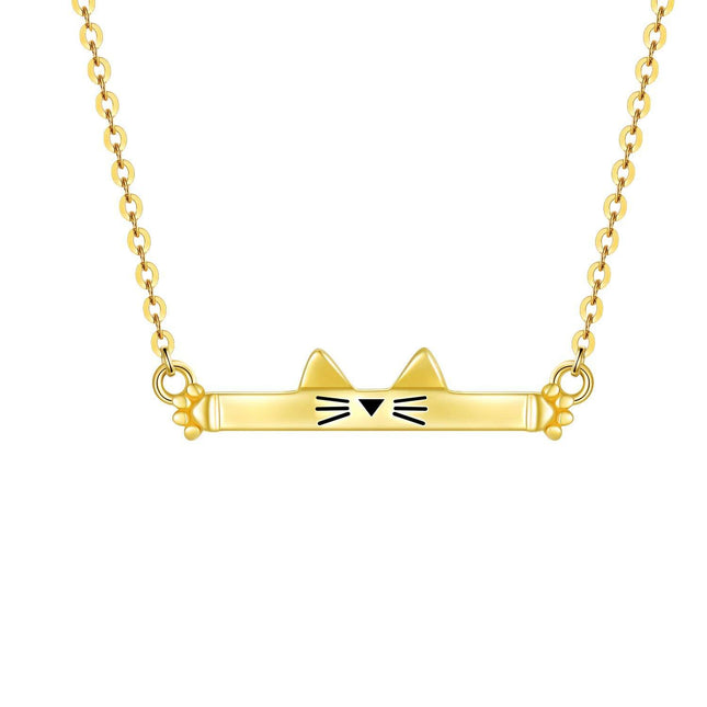 14K Real Gold Cat Necklace – Elegant 20.4mm Pendant, 1.75g, Adjustable 16-18 Chain, Hypoallergenic, Gift for Women