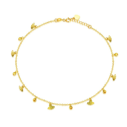 18K Gold Shell Charm Ankle Anklet for Women - Adjustable Size s