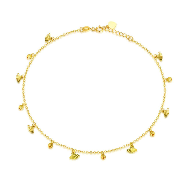 18K Gold Shell Charm Ankle Anklet for Women - Adjustable Size s