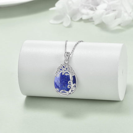 925 Sterling Silver Filigree Teardrop Pendant Necklace for Women