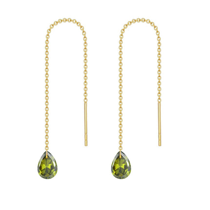 14K Solid Gold Birthstone Threader Earrings for Women Dangle Drop Jewelry Gifts