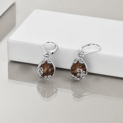 925 Sterling Silver Blue Opalite Drop Earring Leverbacks for Women