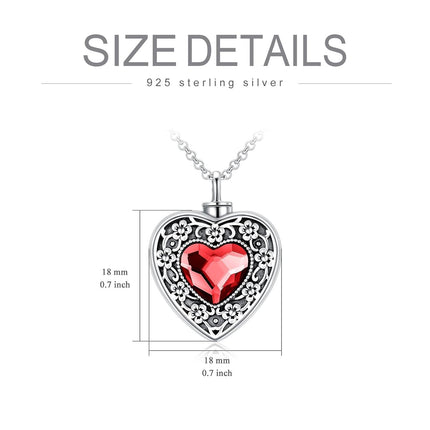 925 Sterling Silver Purple Amethyst Heart Cremation Urn Pendant Necklace with Funnel and Fill Tool - Memorial Keepsake Jewelry