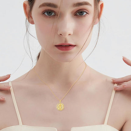 14K Gold Saint Anthony Religious Protection Pendant Necklace for Men & Women