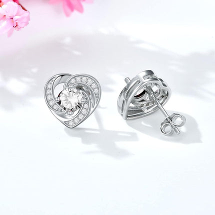 925 Sterling Silver Birthstone Heart Stud Earrings Jewelry Gifts for Women