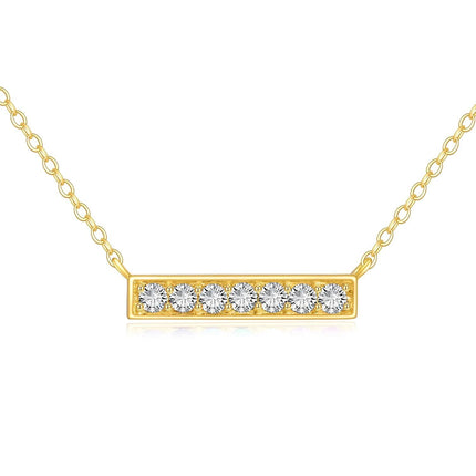 14K Gold Bar Diamond Pendant Necklace for Women