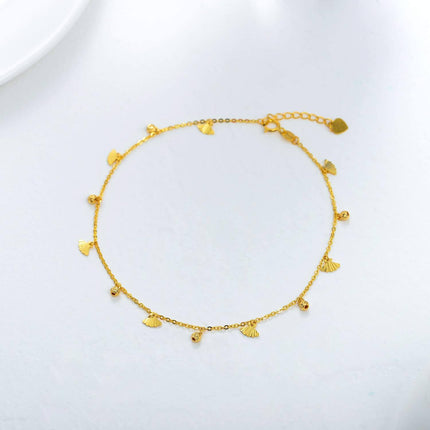 18K Gold Shell Charm Ankle Anklet for Women - Adjustable Size s