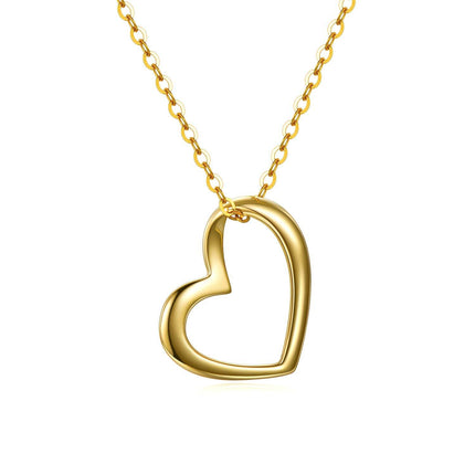 14K Gold Hollow Heart Pendant Chain Necklace for Women Gifts