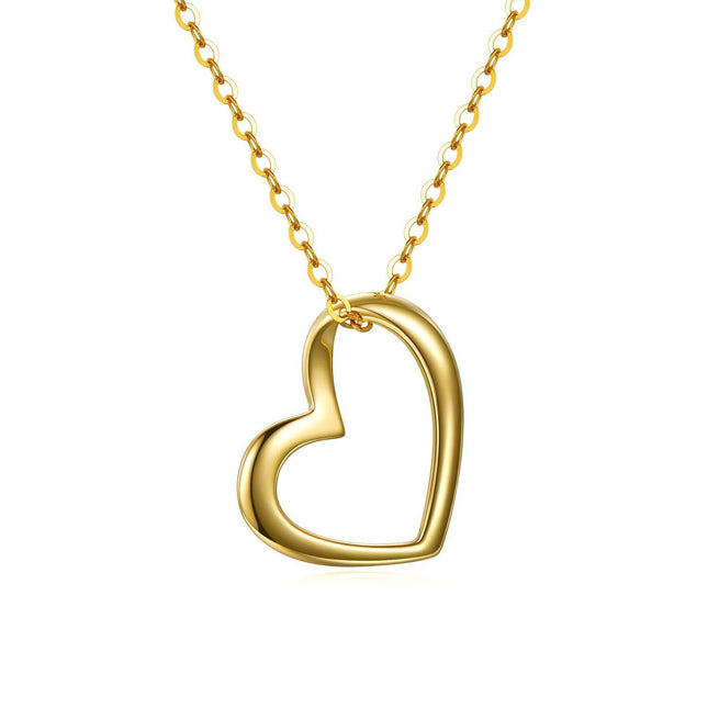 14K Gold Hollow Heart Pendant Chain Necklace for Women Gifts