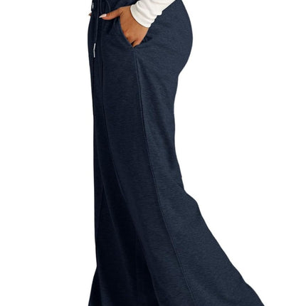 Drawstring Elastic Waist Wide Leg Pants