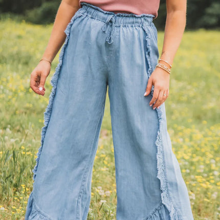 Raw Hem Wide Leg Jeans