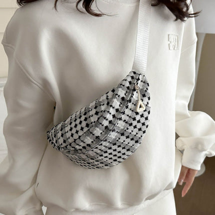 Plaid Wide Strap Crossbody Bag