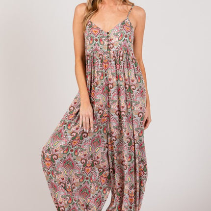 SAGE + FIG Multi Paisley Print Sleeveless Jumpsuit