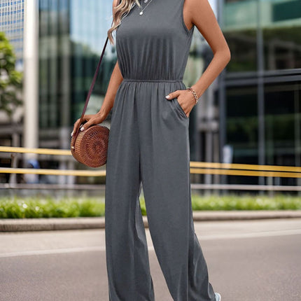 Round Neck Wide Leg Jumpsuit