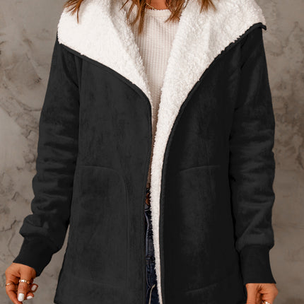 Open Front Long Sleeve Sherpa Jacket