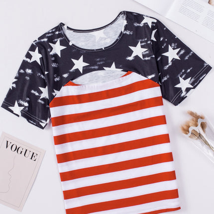 Cutout Striped Round Neck Short Sleeve T-Shirt