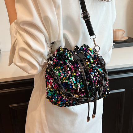 Sequin Drawstring Bucket Bag