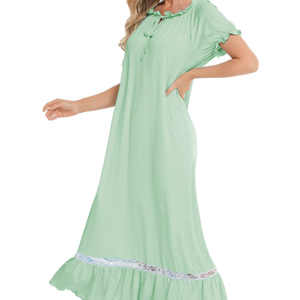 Lace Detail Short Sleeve Lounge Dress