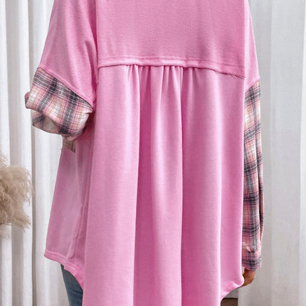 Plaid Button Up Shacket with Chest Pockets