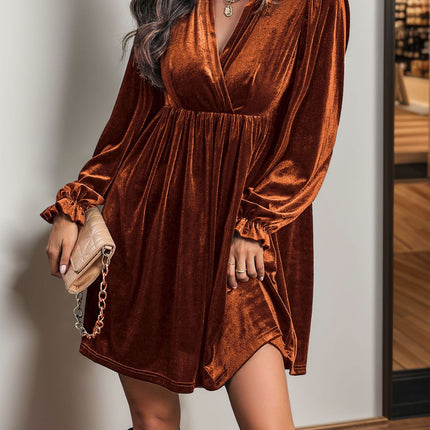 Perfee Ruched Surplice Long Sleeve Mini Dress