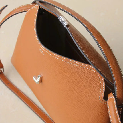 Swedish niche Toteme ladies lychee grain cowhide T-lock buckle simple commuting large-capacity shoulder Messenger bag clutch