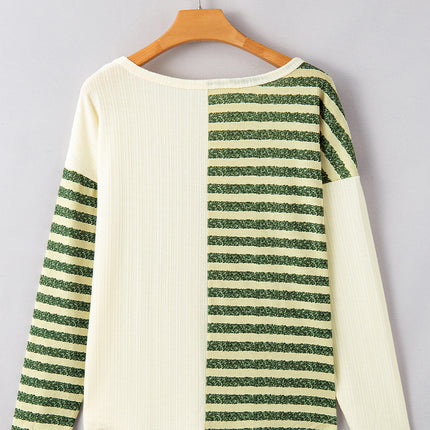 Striped Round Neck Long Sleeve Top