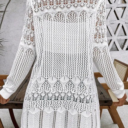 Openwork Open Front Long Sleeve Cardigan