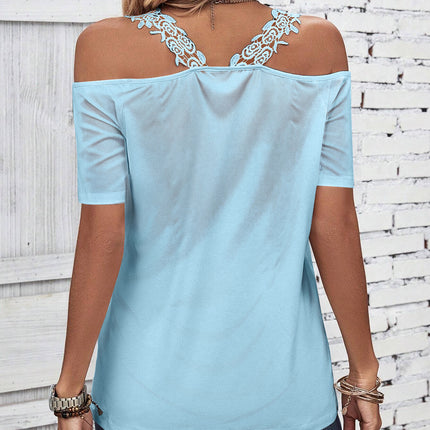 Full Size Lace Detail Short Sleeve T-Shirt