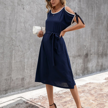 Round Neck Cold Shoulder Dress