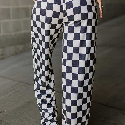 Checkered Wide Leg Pants