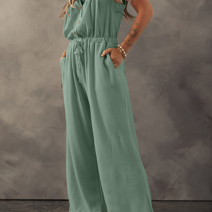 Drawstring Wide Strap Wide Leg Overalls