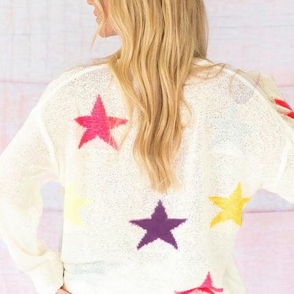 Contrast Star Round Neck Sweater