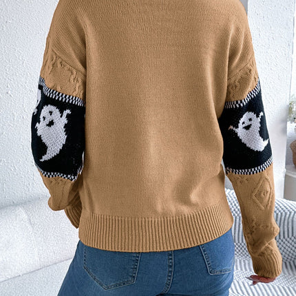 Ghost Round Neck Long Sleeve Sweater