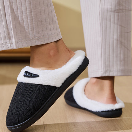 Horn Buckle Furry Texture Flat Slippers