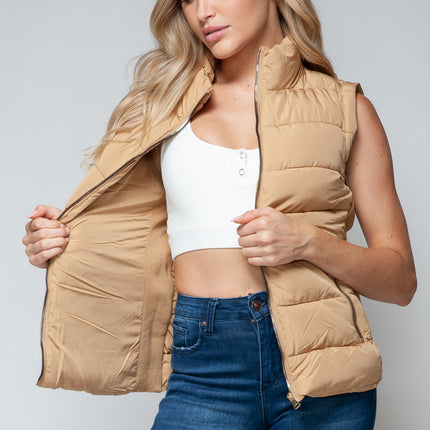 Snobbish Zip Up Turtleneck Vest with Pockets